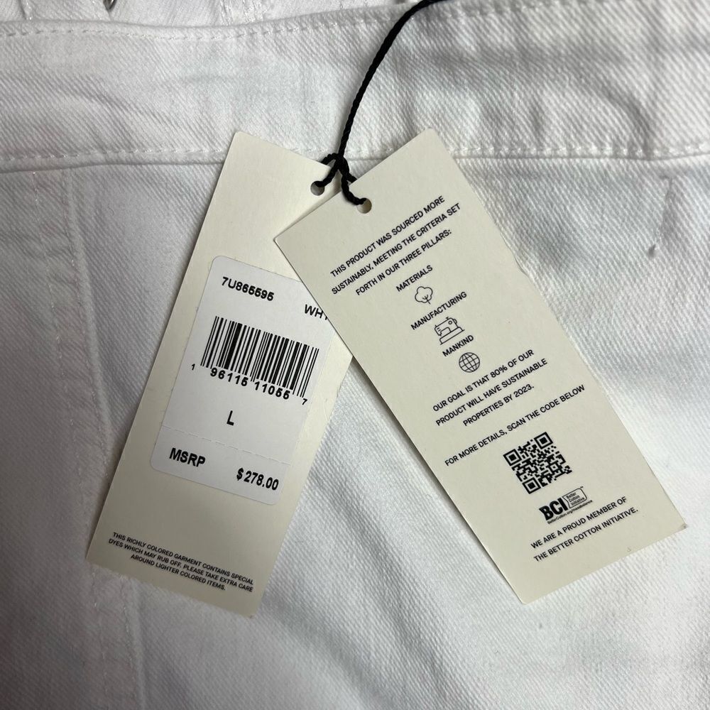 7FAM Seven For all Mankind Surplus Flounce White Denim Jean Dress Size Large NWT - Picture 7 of 12